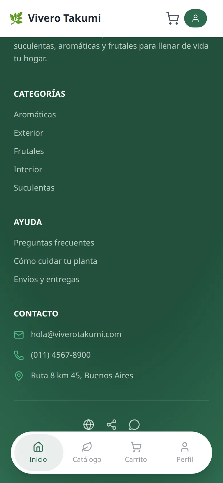 Vivero Takumi - Venta de Plantas y Servicios de Jardinería — pantalla mobile 5